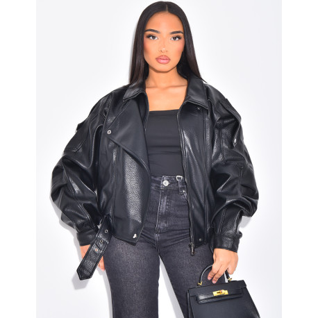 Veste bombardier en similicuir grainé
