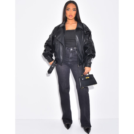 Veste bombardier en similicuir grainé