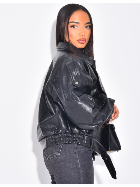 Veste bombardier en similicuir grainé