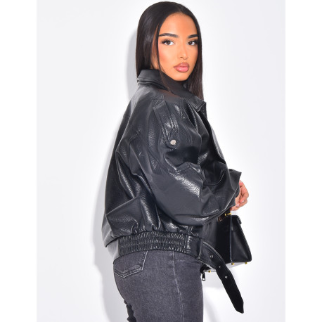 Veste bombardier en similicuir grainé