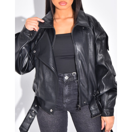 Veste bombardier en similicuir grainé