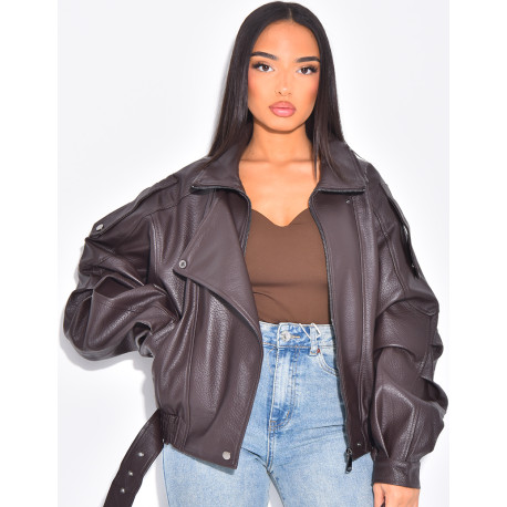 Veste bombardier en similicuir grainé