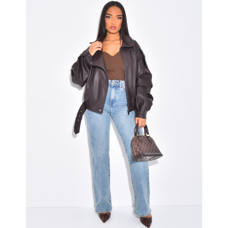 Veste bombardier en similicuir grainé