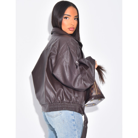 Veste bombardier en similicuir grainé