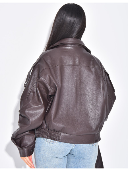 Veste bombardier en similicuir grainé