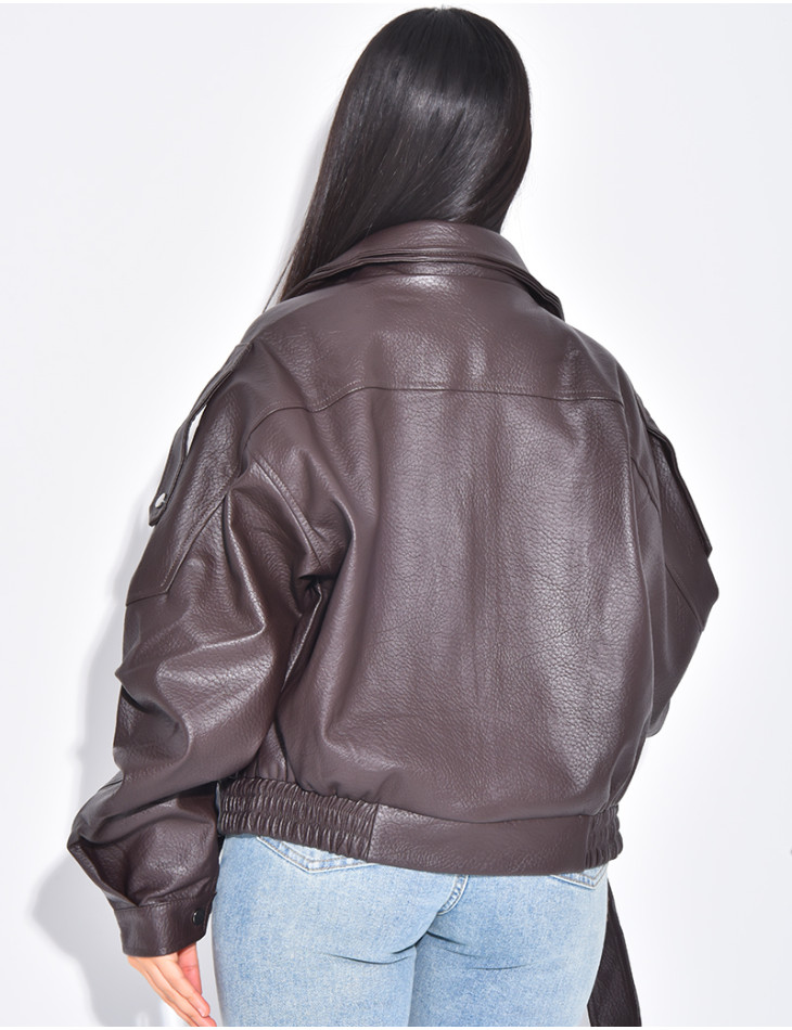 Veste bombardier en similicuir grainé