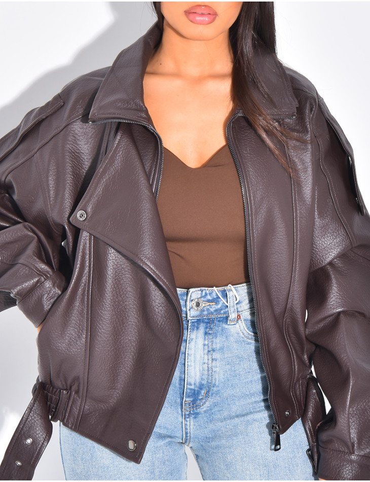 Veste bombardier en similicuir grainé