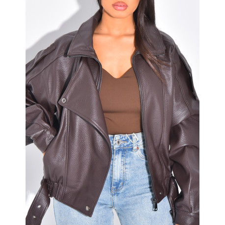 Veste bombardier en similicuir grainé