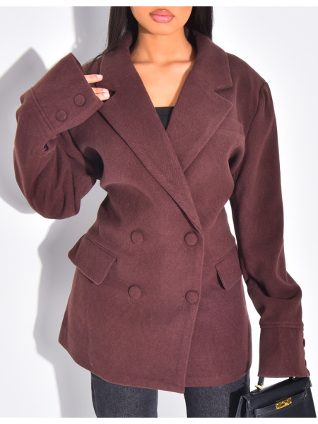 Oversize-Blazer aus Wolle mit doppelter Knopfleiste und tailliertem Rücken