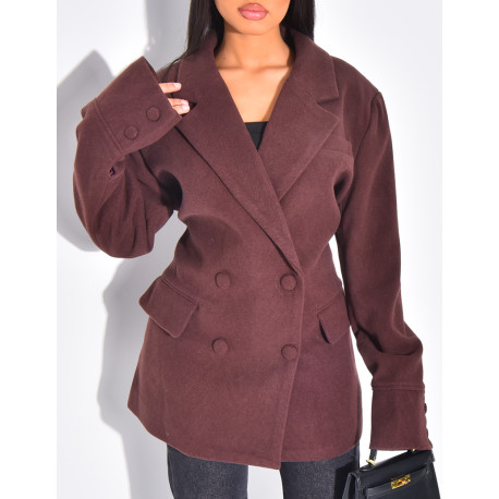 Oversize-Blazer aus Wolle mit doppelter Knopfleiste und tailliertem Rücken