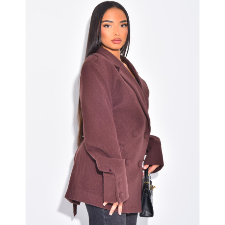 Oversize-Blazer aus Wolle mit doppelter Knopfleiste und tailliertem Rücken