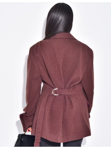 Oversize-Blazer aus Wolle mit doppelter Knopfleiste und tailliertem Rücken