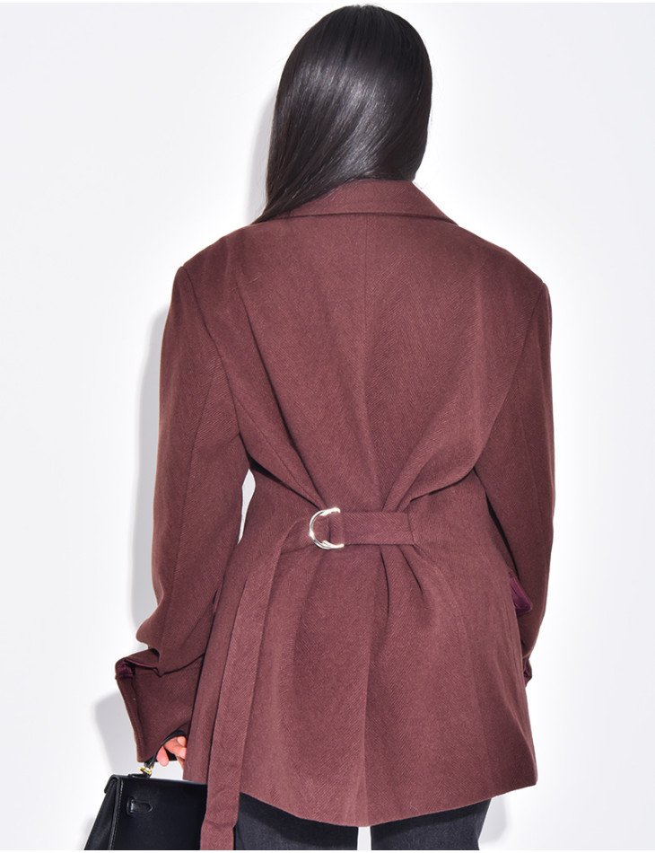 Oversize-Blazer aus Wolle mit doppelter Knopfleiste und tailliertem Rücken