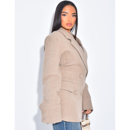 Oversize-Blazer aus Wolle mit doppelter Knopfleiste und tailliertem Rücken