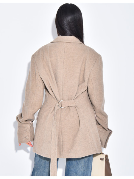 Oversize-Blazer aus Wolle mit doppelter Knopfleiste und tailliertem Rücken