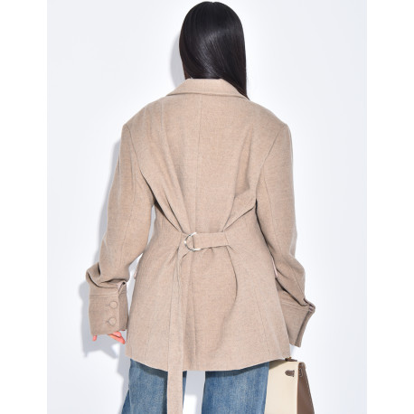 Oversize-Blazer aus Wolle mit doppelter Knopfleiste und tailliertem Rücken