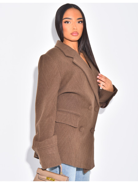 Oversize-Blazer aus Wolle mit doppelter Knopfleiste und tailliertem Rücken
