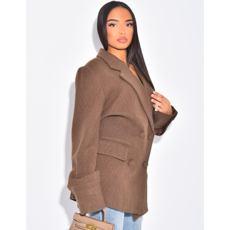 Oversize-Blazer aus Wolle mit doppelter Knopfleiste und tailliertem Rücken