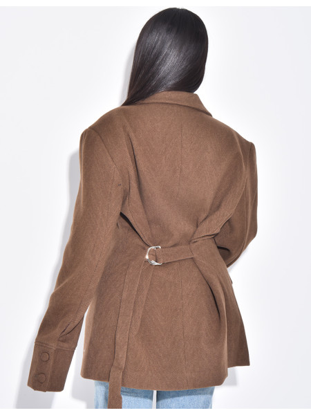 Oversize-Blazer aus Wolle mit doppelter Knopfleiste und tailliertem Rücken