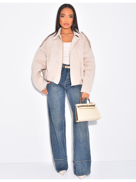 Veste oversize en suédine beige clair