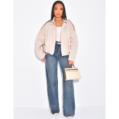 Veste oversize en suédine beige clair