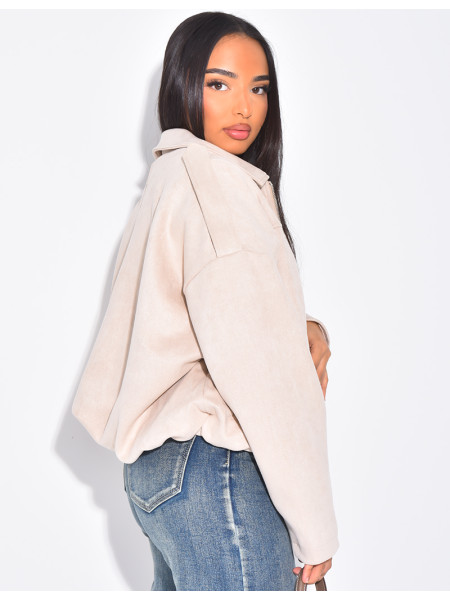 Veste oversize en suédine beige clair