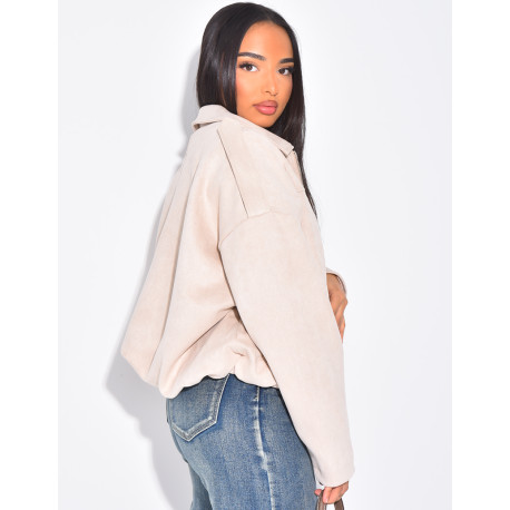 Veste oversize en suédine beige clair