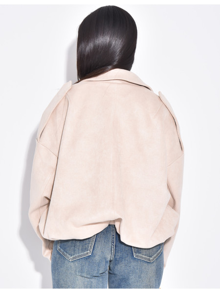 Veste oversize en suédine beige clair
