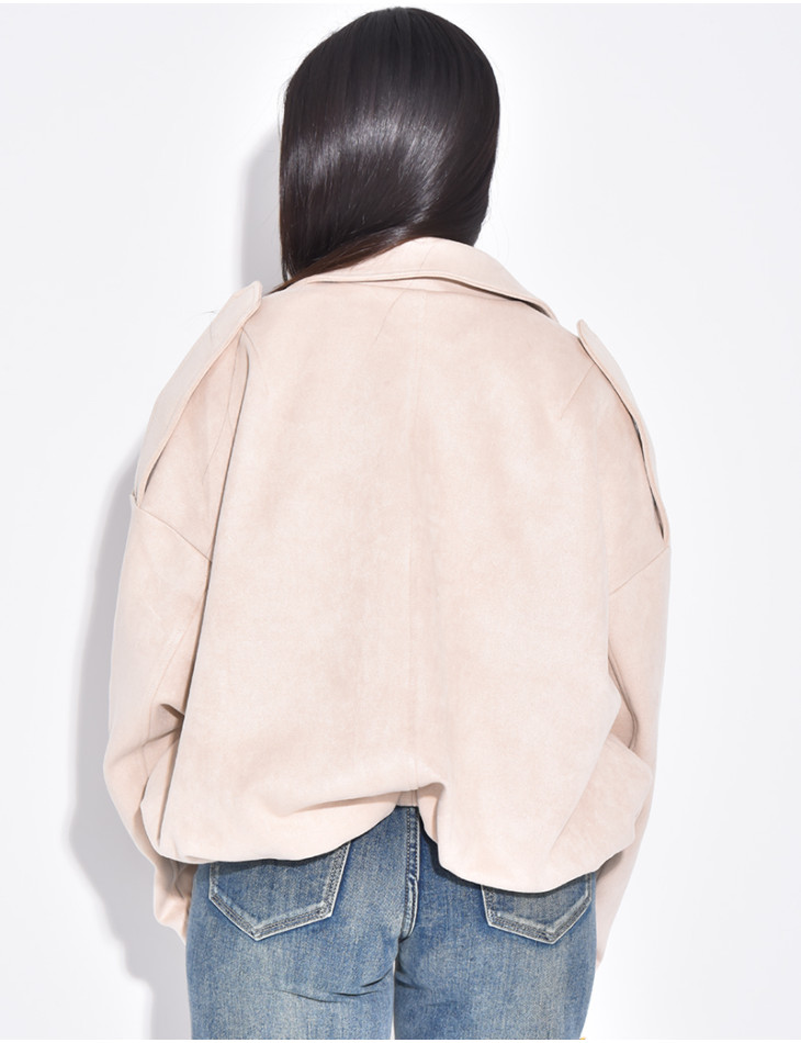 Veste oversize en suédine beige clair