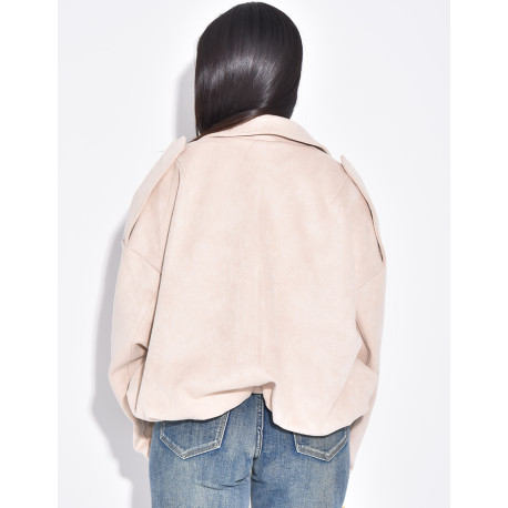 Veste oversize en suédine beige clair