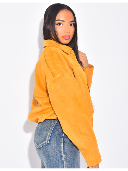Veste oversize en suédine moutarde