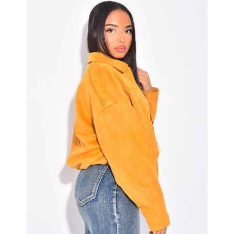 Veste oversize en suédine moutarde