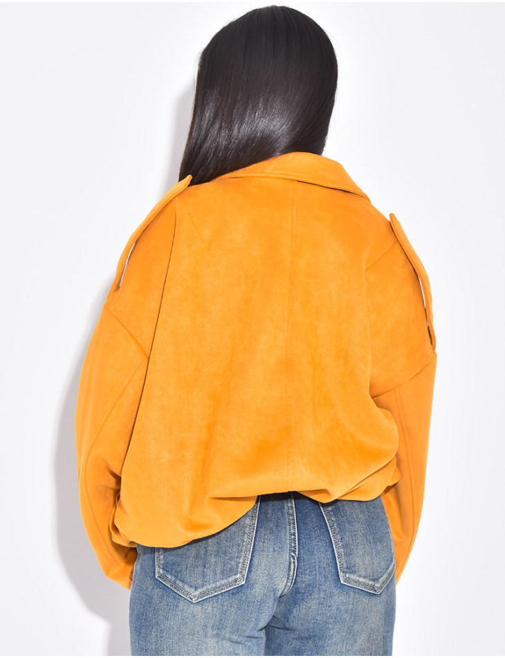 Veste oversize en suédine moutarde