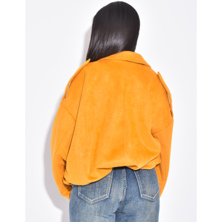 Veste oversize en suédine moutarde