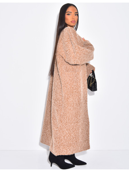 Manteau oversize en laine chiné