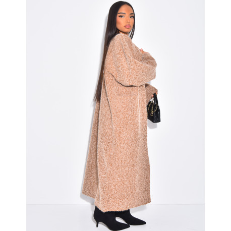 Manteau oversize en laine chiné