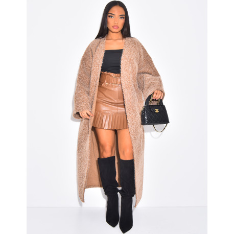 Manteau oversize en laine chiné