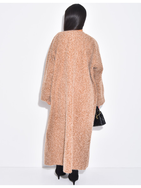 Manteau oversize en laine chiné