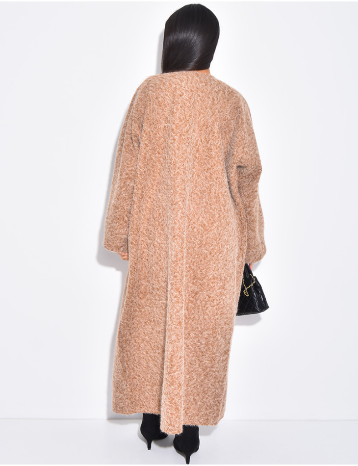 Manteau oversize en laine chiné