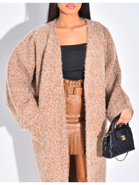 Manteau oversize en laine chiné