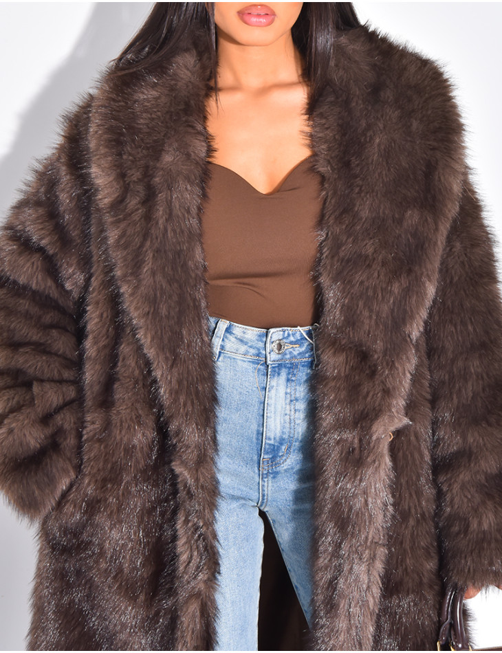 Oversize-Mantel mit Premium-Fell