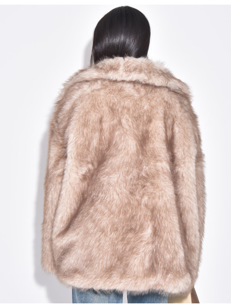 Manteau mi long en fausse fourrure