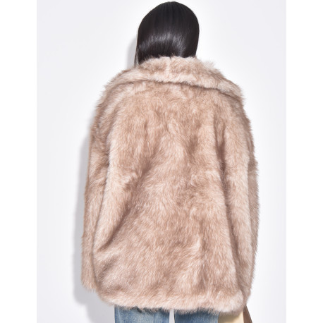 Manteau mi long en fausse fourrure