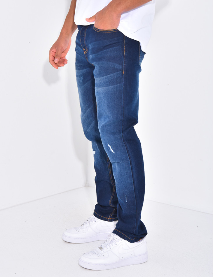 Jeans destroy coupe droite