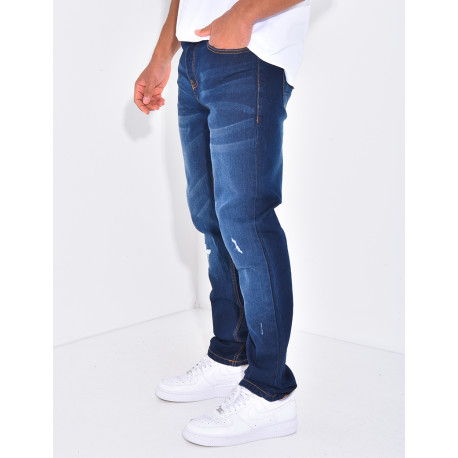 Jeans destroy coupe droite