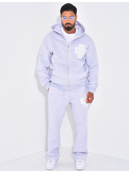 Ensemble pantalon et sweat zippé à motifs