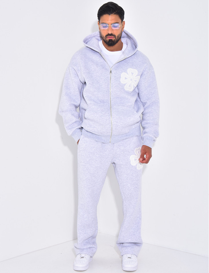 Ensemble pantalon et sweat zippé à motifs