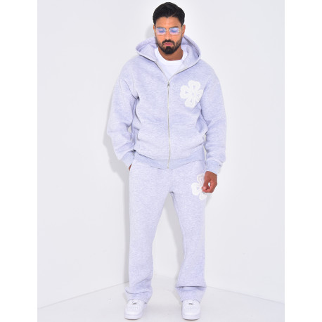 Ensemble pantalon et sweat zippé à motifs