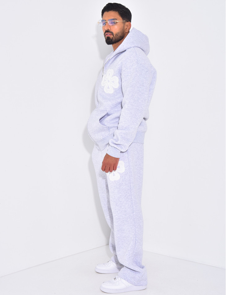 Ensemble pantalon et sweat zippé à motifs