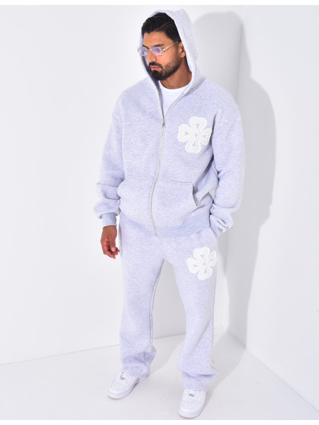 Ensemble pantalon et sweat zippé à motifs
